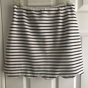 Aqua Navy and White Striped Mini Skirt